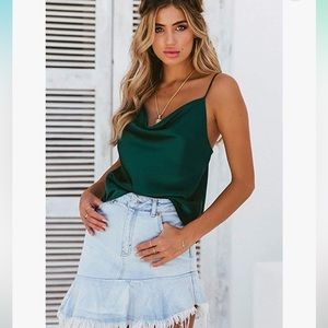NWOT emerald green cowl neck satin camisole